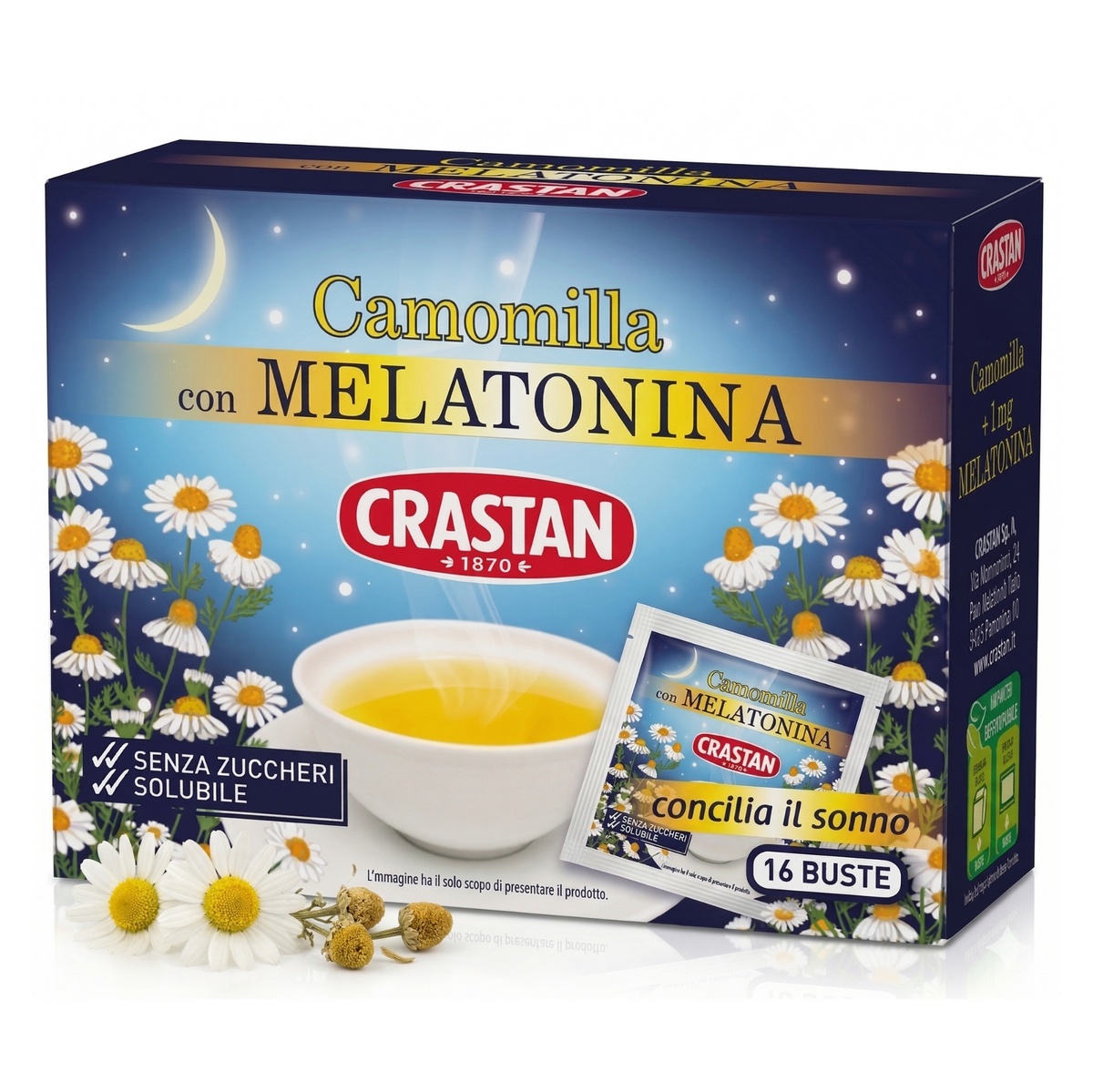 Crastan Soluble Chamomile with Melatonin – 16 Individual Sachets