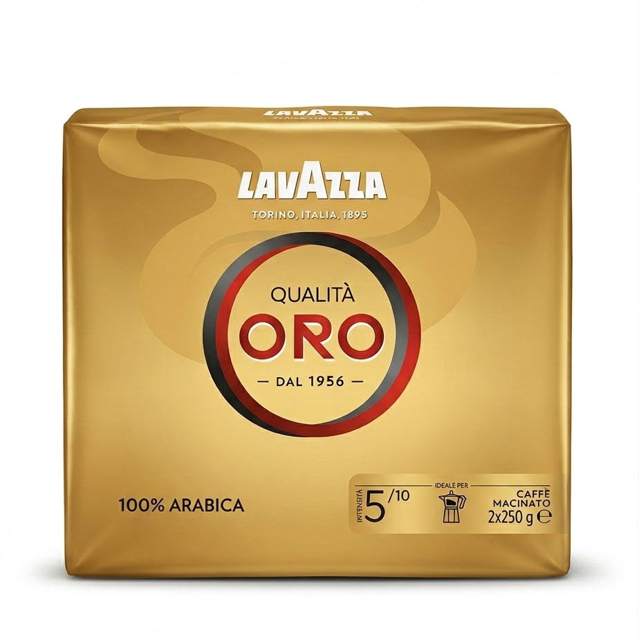 Lavazza Qualità Oro Ground Coffee Intensity 5,  2x250g Pack – 100% Arabica