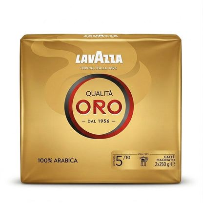 Lavazza Qualità Oro Ground Coffee Intensity 5,  2x250g Pack – 100% Arabica