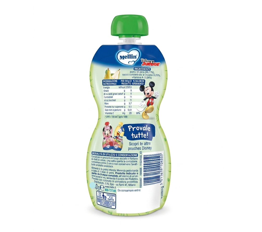 Mellin Disney Mickey Mouse Italian Pear Puree Squeeze Snack 100g