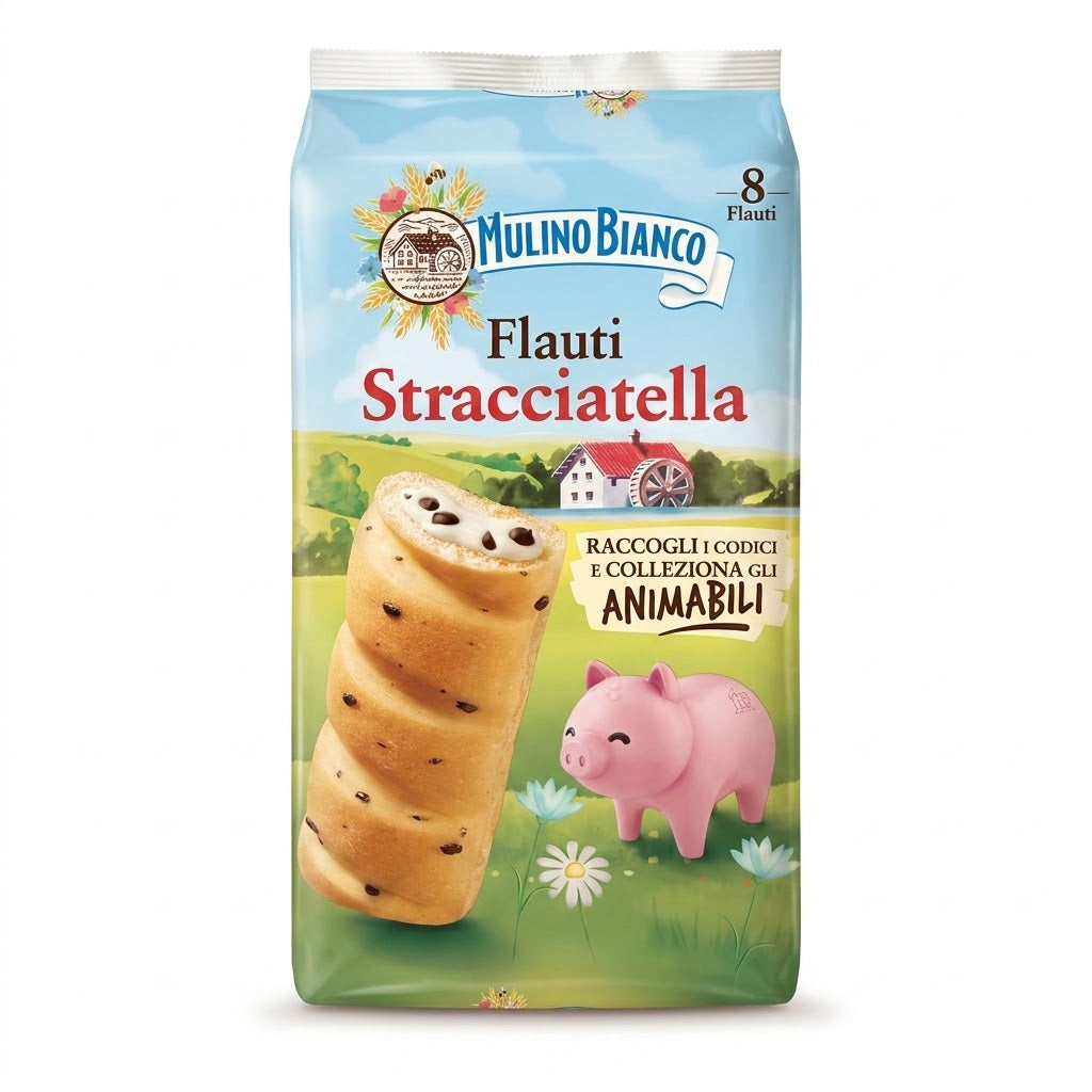 Mulino Bianco Flauti Stracciatella Milk w/ Chocolate Chip Flutes 280g