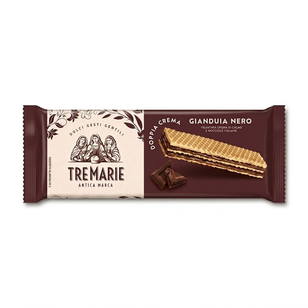 Tre Marie Gianduja Nero Wafers 140g – Dark Hazelnut Cream