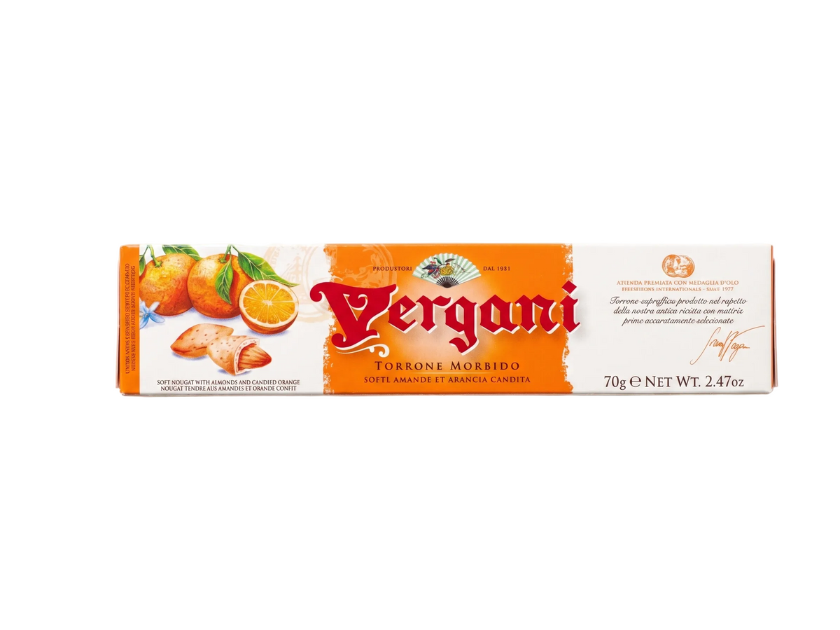 Vergani Soft Nougat with Almonds and Orange (70g)